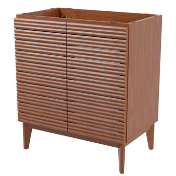 Calandre Thin Linear Slat Modern Farmhouse 2-Shelf Bath Vanity Cabinet Only (Sink Basin not Included)
